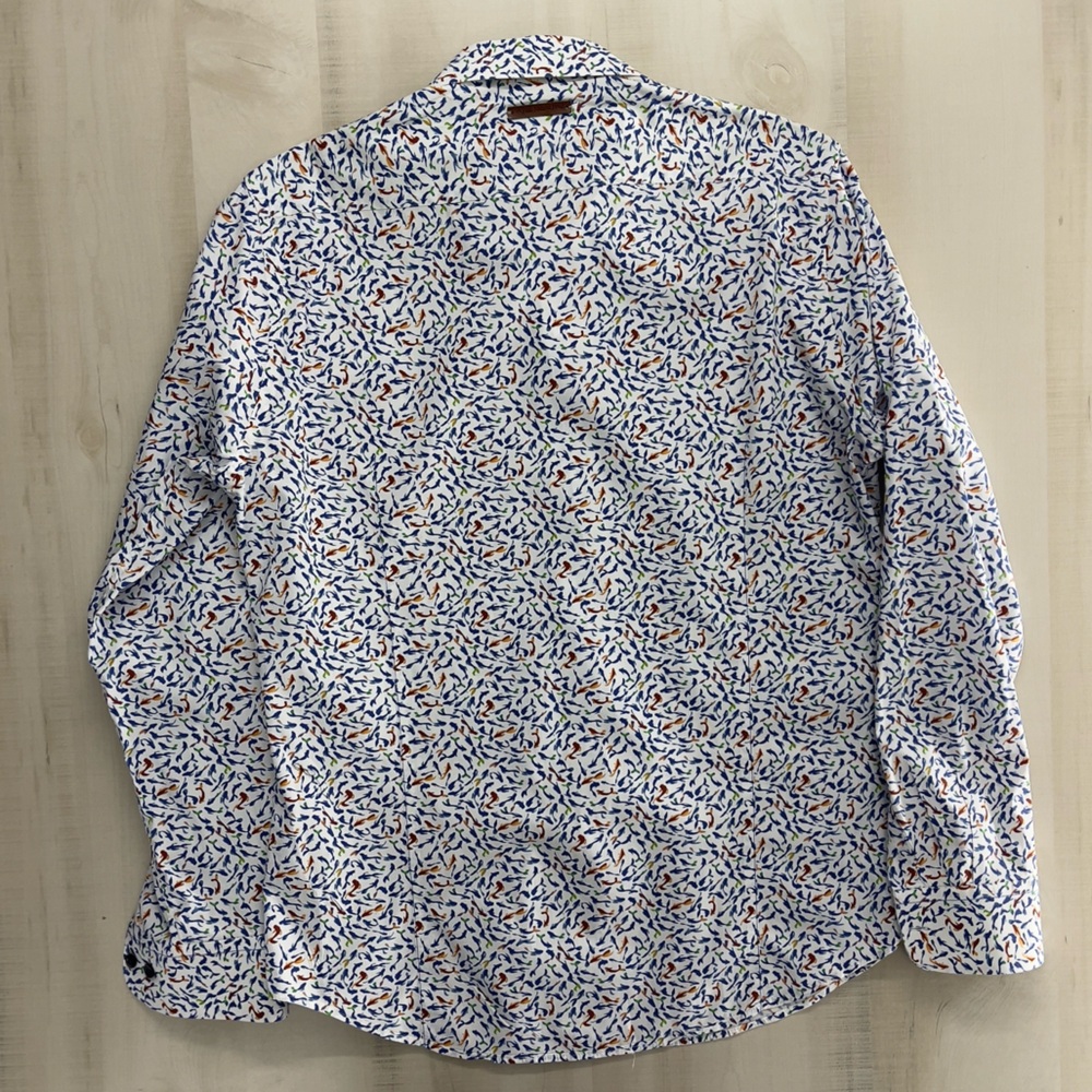 A FISH NAMED FRED casual printed koi button down shirt casual work travel - Picture 7 of 10